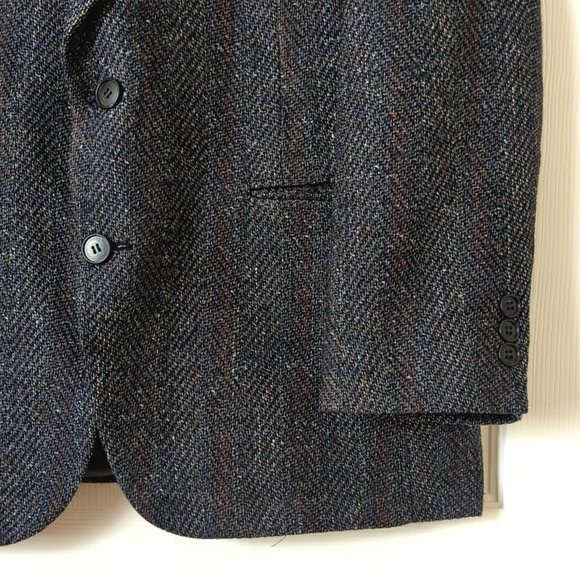 Pierre Cardin 80's Vintage Union Made Herringbone Woven Blazer Jacket Navy 42R - Picture 12 of 16